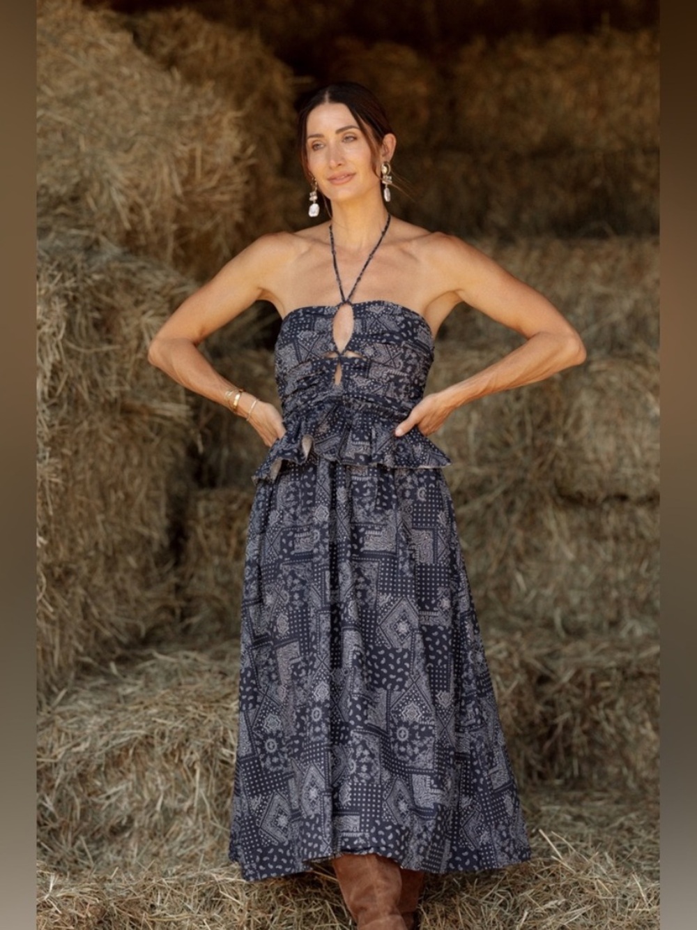 ▪️TUCKERNUCK EN Saison Navy White Daytona Midi Dress XS - Picture 10 of 16